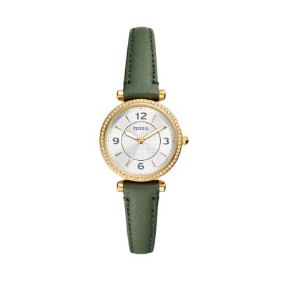 Carlie Three-Hand Green LiteHide™ Leather Watch