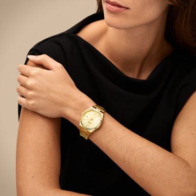 Scarlette Three-Hand Date Gold-Tone Stainless Steel Watch - ES5299