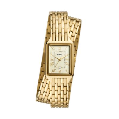 Raquel Three Hand Date Gold Tone Stainless Steel Watch