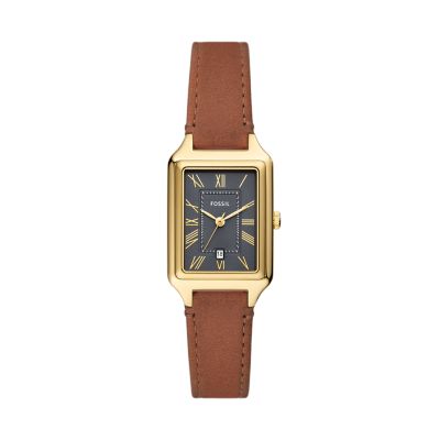 Raquel Three-Hand Date Medium Brown Leather Watch