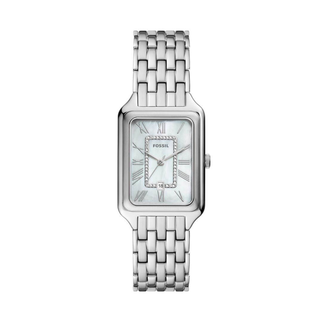 Fossil Womens Raquel ThreeHand Date Stainless Steel Watch  Silver