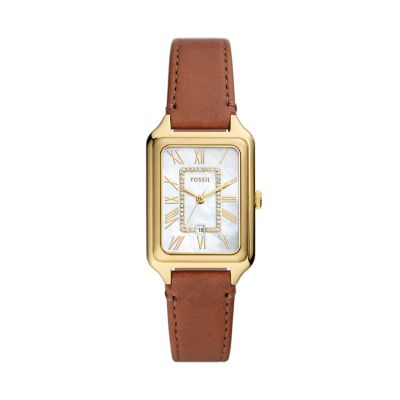 Raquel Three-Hand Date Medium Brown Litehide™ Leather Watch