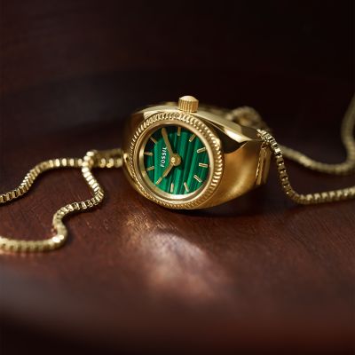 Fossil gold green discount watch