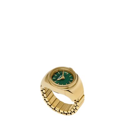 Watch Ring Two-Hand Rose Fossil Stainless Steel - - Gold-Tone ES5270