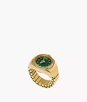 Orologio ad anello a due sfere in acciaio color oro