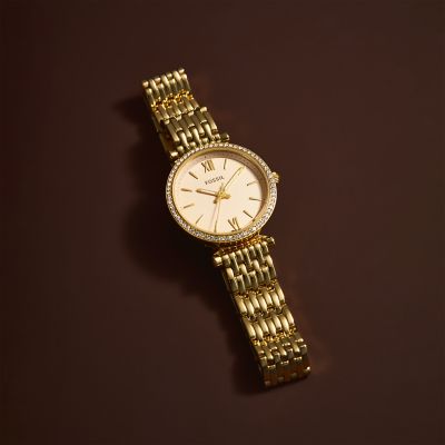 Carlie Three-Hand Gold-Tone Stainless Steel Watch - ES5309 - Fossil
