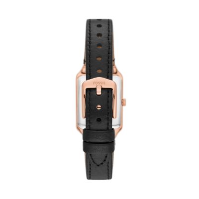 Raquel Three-Hand Date Black LiteHide™ Leather Watch