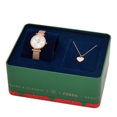 Coffret montre Carlie trois aiguilles en maille milanaise