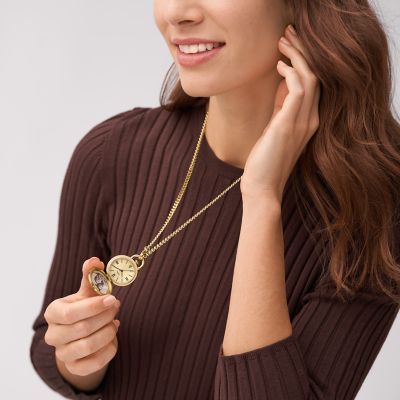 Jacqueline Three-Hand Gold-Tone Stainless Steel Watch Locket