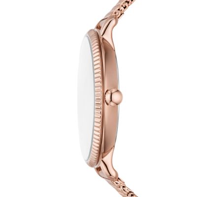 Jacqueline Three-Hand Date Rose Gold-Tone Stainless Steel Mesh Watch