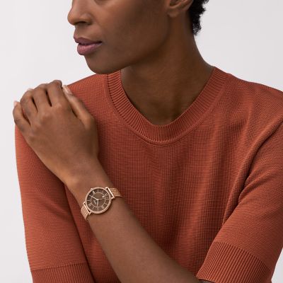 Jacqueline rose gold fossil watch sale