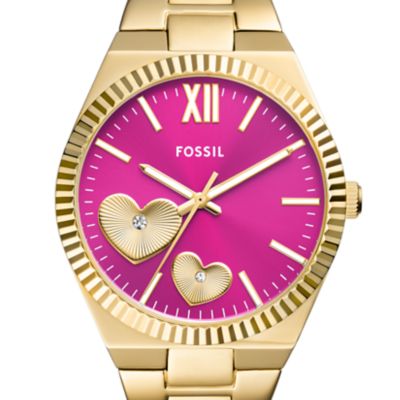 Reloj Scarlette de acero inoxidable en tono dorado con tres agujas