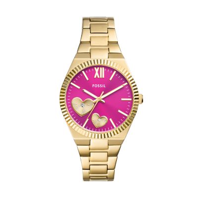 Reloj Scarlette de acero inoxidable en tono dorado con tres agujas