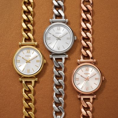 Carlie Three-Hand Rose Gold-Tone Stainless Steel Watch