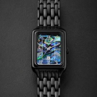Raquel Three Hand Date Black Stainless Steel Watch ES5340 Fossil