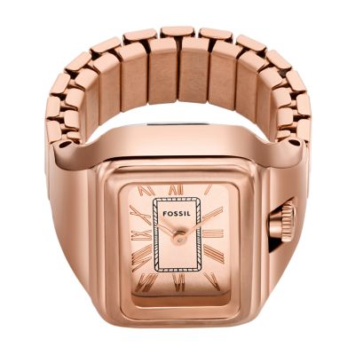 Raquel Watch Ring Two-Hand Rose Gold-Tone Stainless Steel