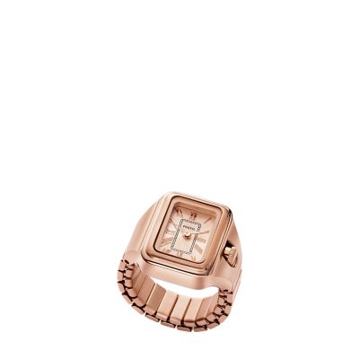 Orologio ad anello Raquel a due sfere in acciaio color oro rosa