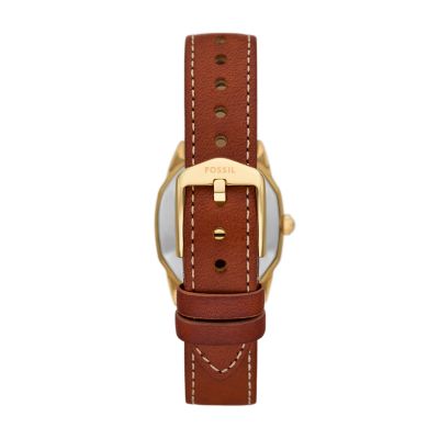 Harlow Three Hand Medium Brown Leather Watch ES5364 Fossil