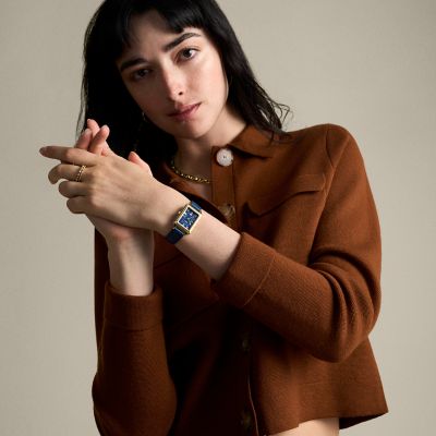 Raquel Three-Hand Date Navy Croco LiteHide™ Leather WatchRaquel Three-Hand Date Navy Croco LiteHide™ Leather Watch