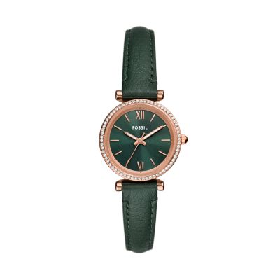 Carlie Three-Hand Green LiteHide™ Leather Watch