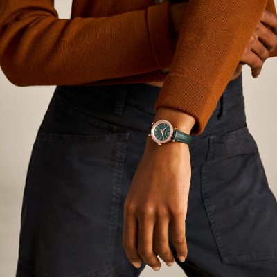 Carlie Three-Hand Green LiteHide™ Leather Watch