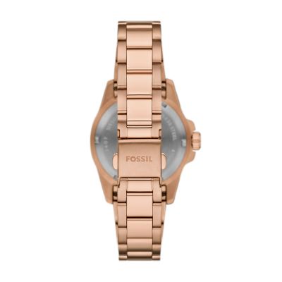 Fossil Blue Dive Three-Hand Rose Gold-Tone Stainless Steel Watch