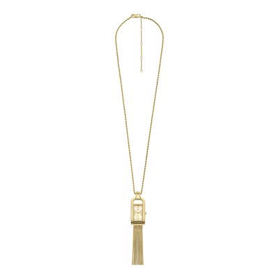 Harwell Three-Hand Gold-Tone Stainless Steel Watch Necklace