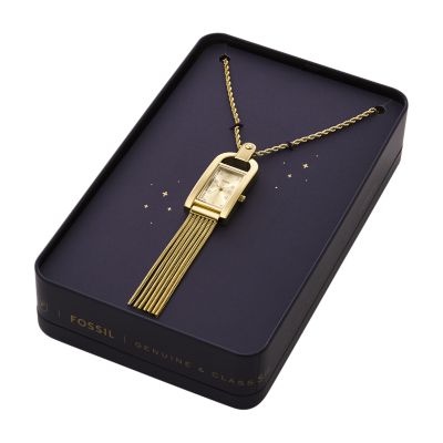 Harwell Three-Hand Gold-Tone Stainless Steel Watch Necklace