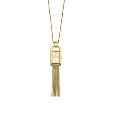 Harwell Three-Hand Gold-Tone Stainless Steel Watch Necklace