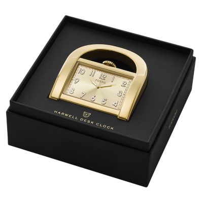 Harwell Three-Hand Gold-Tone Desk Clock