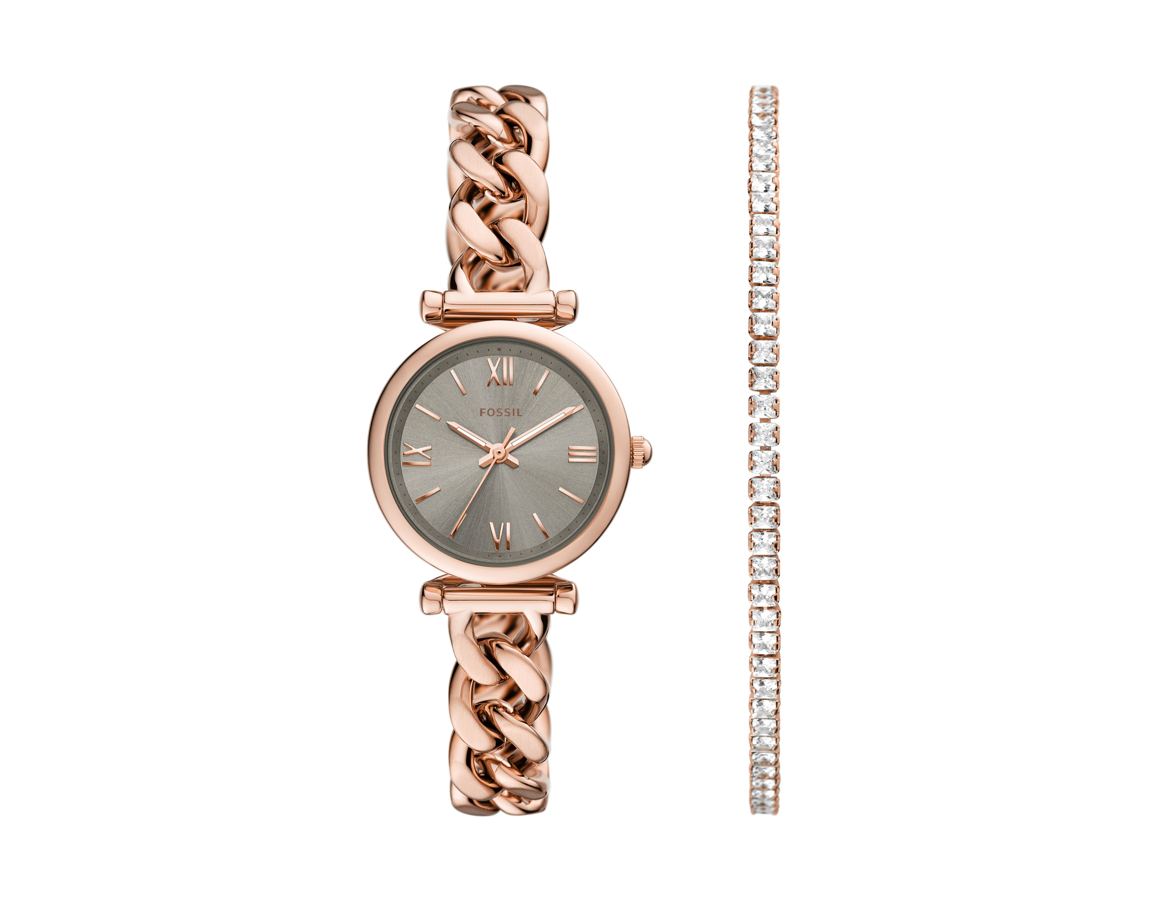 Carlie Mini 28mm Three-Hand Rose Gold-Tone Stainless Steel Watch and Bracelet Set