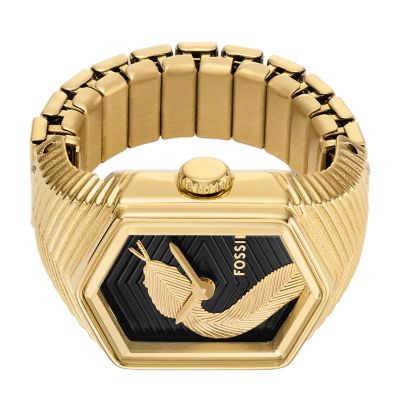 Watch Ring Two-Hand Gold-Tone Stainless Steel