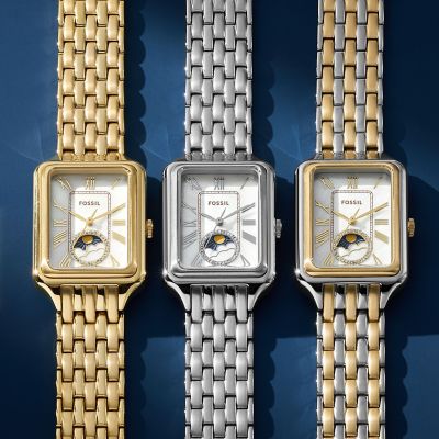 Raquel Sun Moon Multifunction Stainless Steel Watch