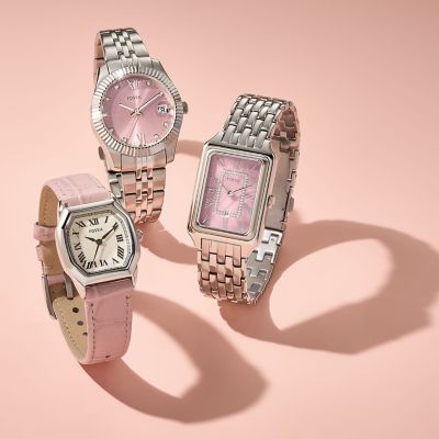 Harlow Three-Hand Light Pink Leather Watch