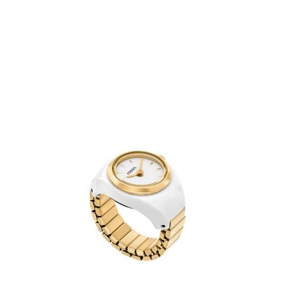 Watch Ring Two-Hand Gold-Tone Stainless Steel