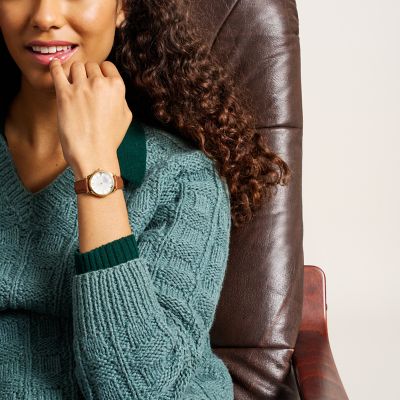 Gilmore Three-Hand Brown Leather Watch