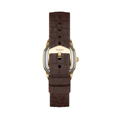 Harlow Three-Hand Brown Croco Leather Watch