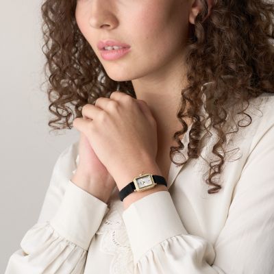 Raquel Two-Hand Black Velvet Watch