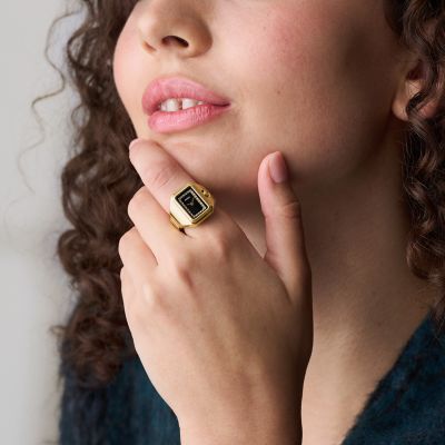 Raquel Watch Ring Two-Hand Gold-Tone Stainless Steel Watch