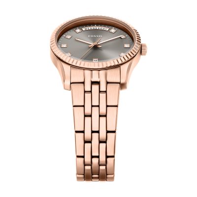 Scarlette Three-Hand Day-Date Rose Gold-Tone Stainless Steel 