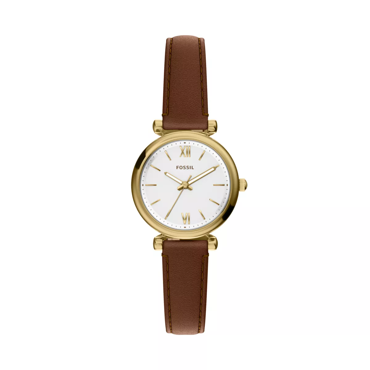 Carlie Mini 28mm Three-Hand Brown Leather Watch