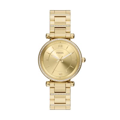 Carlie Three-Hand Gold-Tone Stainless Steel Watch - ES5465 - Fossil