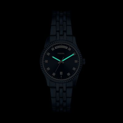 Scarlette Three-Hand Navy Stainless Steel Watch