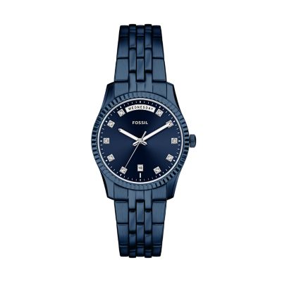 Scarlette Three-Hand Navy Stainless Steel Watch