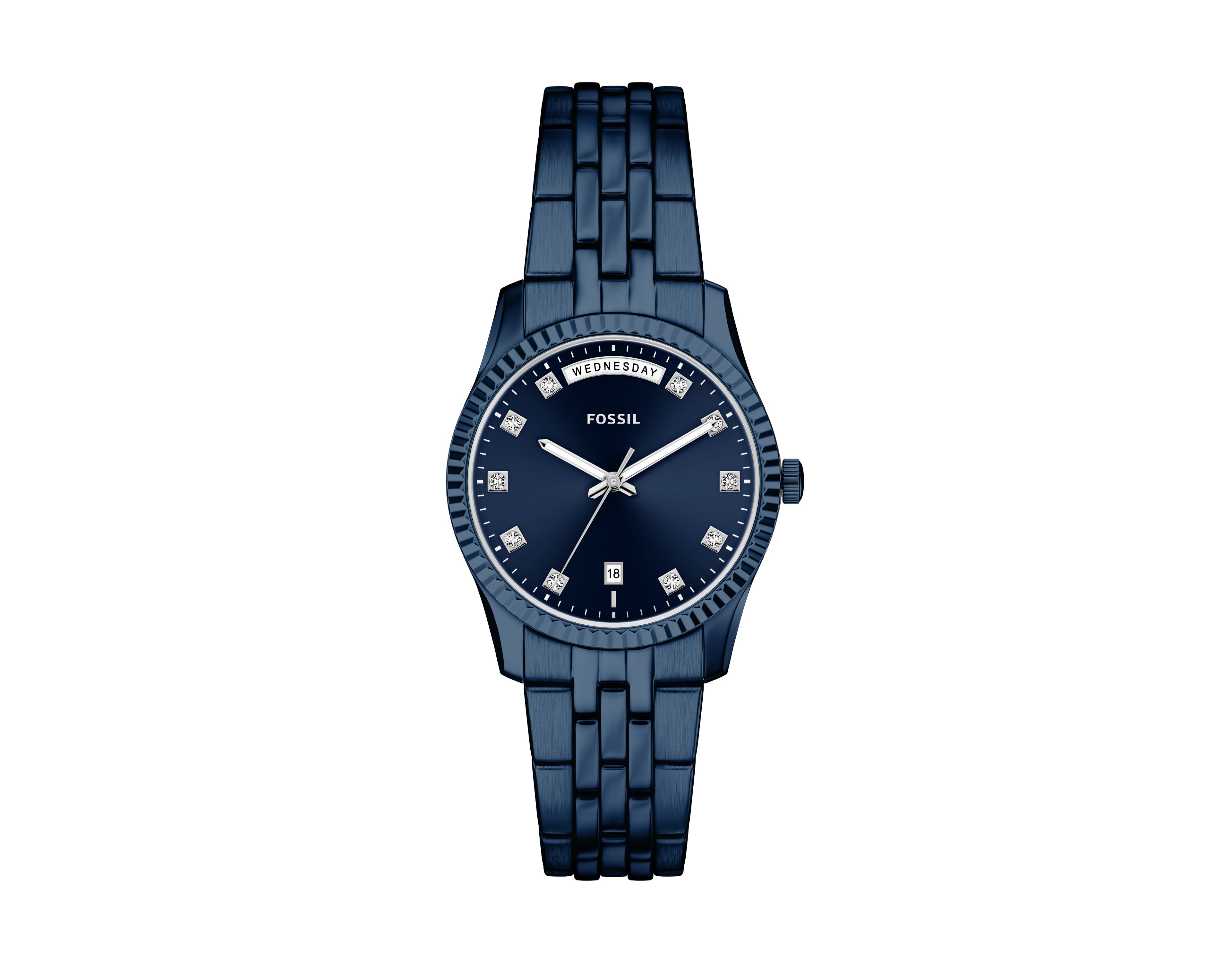Scarlette 34mm Three-Hand Navy Stainless Steel Watch