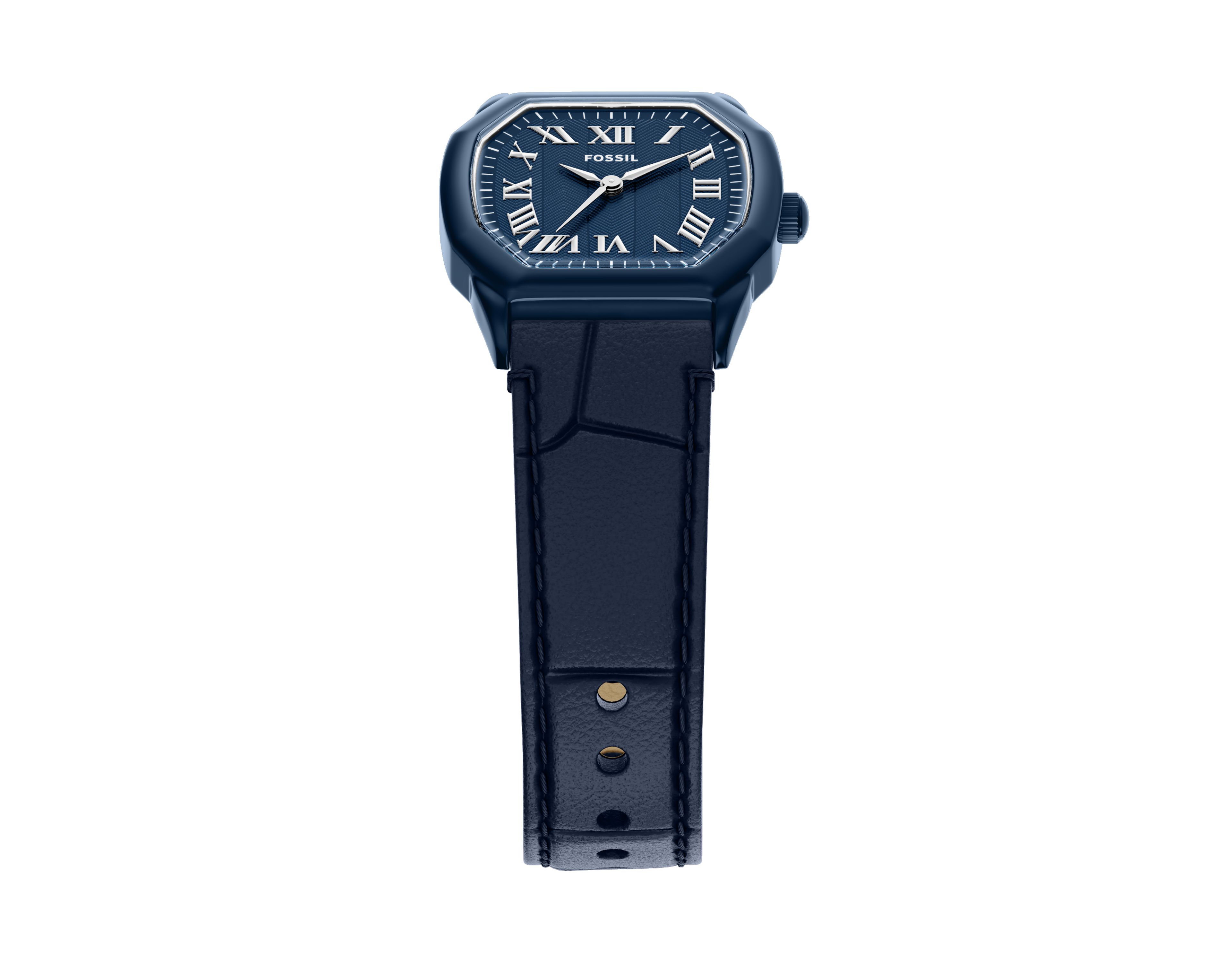 Harlow 27mm Three-Hand Navy Leather Watch