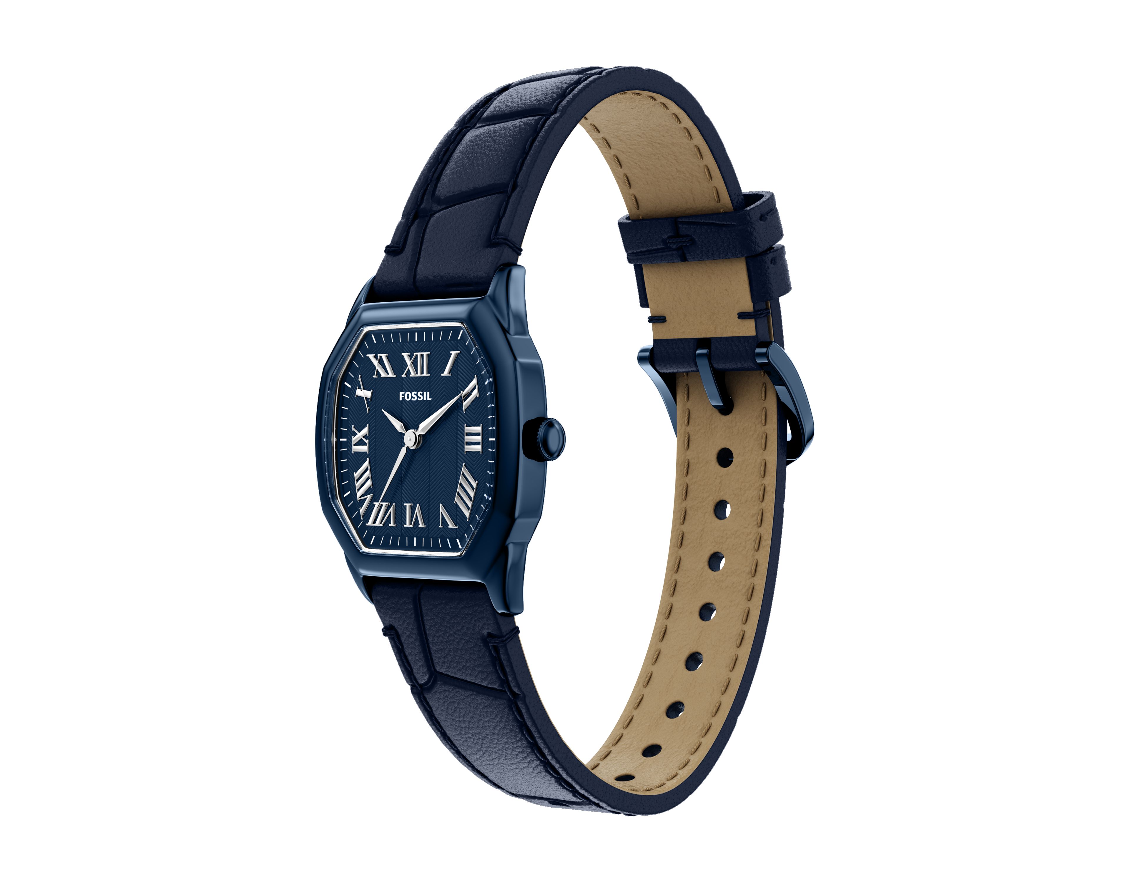Harlow 27mm Three-Hand Navy Leather Watch