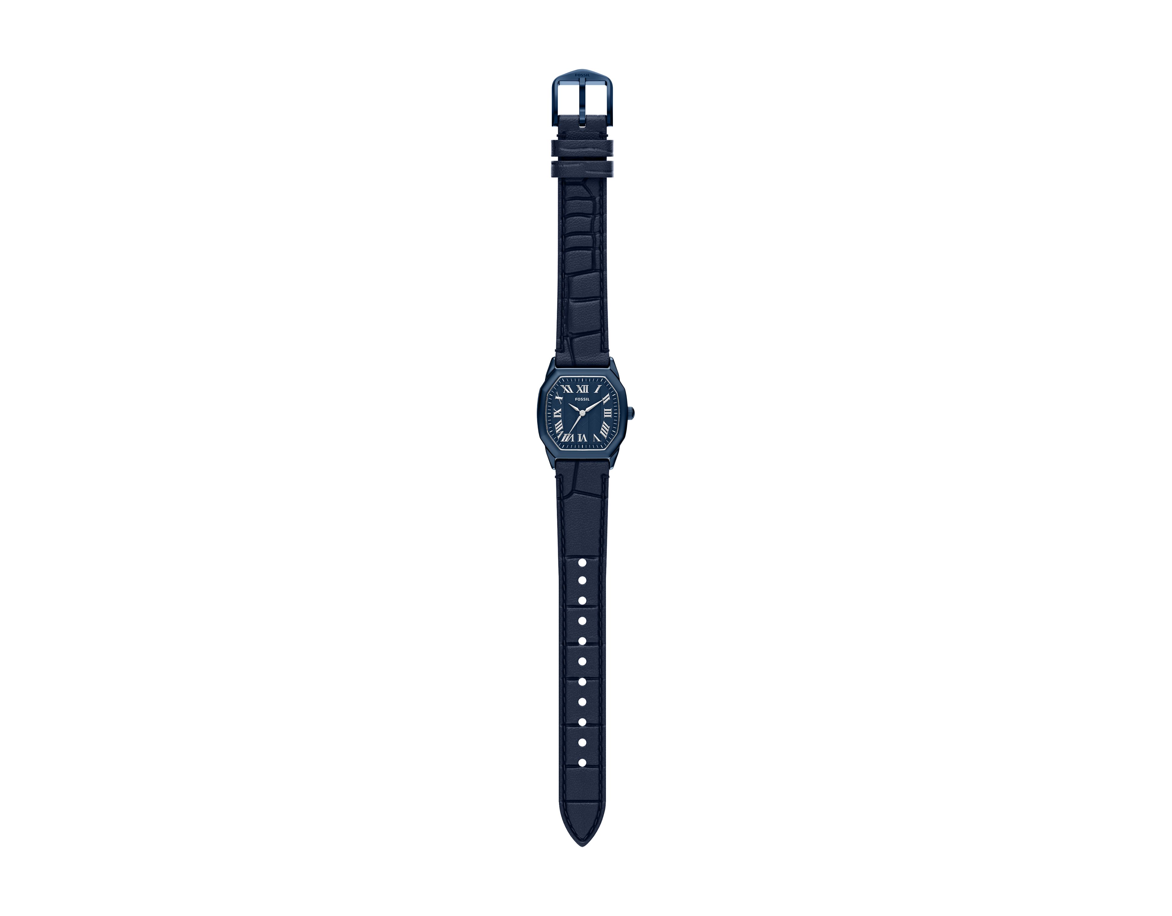Harlow 27mm Three-Hand Navy Leather Watch