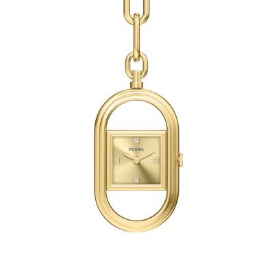 Watch Bag Charm Two-Hand Gold-Tone Alloy