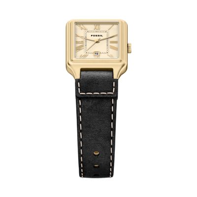 Raquel 23mm Three-Hand Date Black Leather Watch